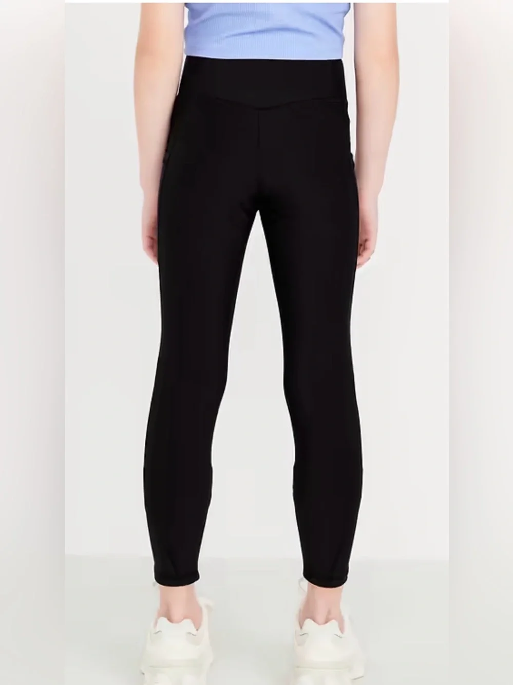 EUC Old Navy Active PowerSoft Leggings Girls XL (14-16) Black High Rise Athletic